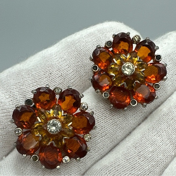 Vintage 1950’s Amber Glass Earrings Clip On #729 - Picture 7 of 7